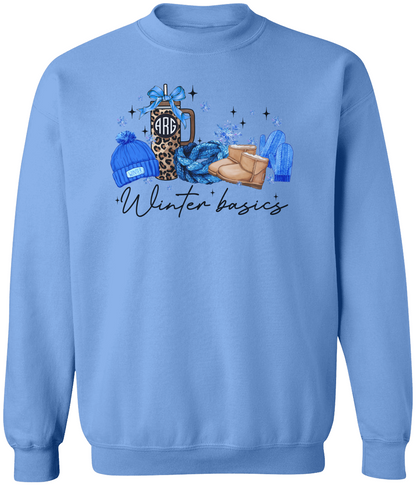 Personalized Winter Basics Gildan Crewneck Sweatshirt | Monogram Coffee Cup Design | Cozy Seasonal Apparel