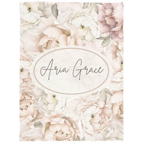Floral peony blanket with  personalized text