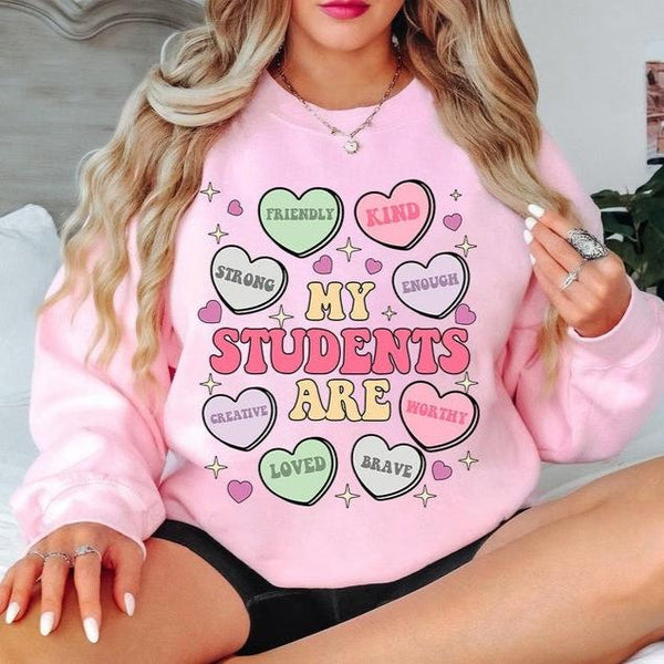 My Students Are My Valentine Crewneck Sweatshirt – Gildan | Teacher Valentine’s Day Apparel | Cozy & Festive Gift