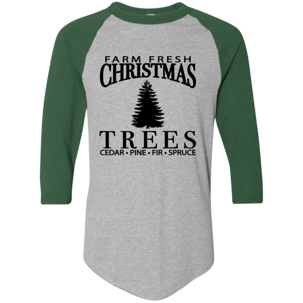 Farm Fresh Christmas Trees Raglan 3/4 Sleeve Tee – Perfect for the Holiday Season!