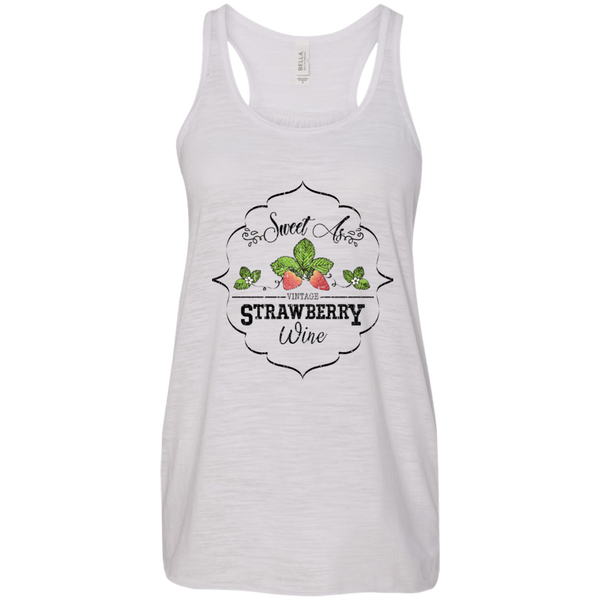 Sweet as Strawberry Wine Flowy Racerback Tank Vintage White