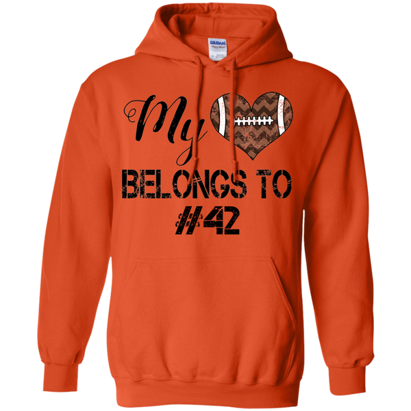 My Heart Belongs To Personalized Football Hoodie Sweatshirt Orange