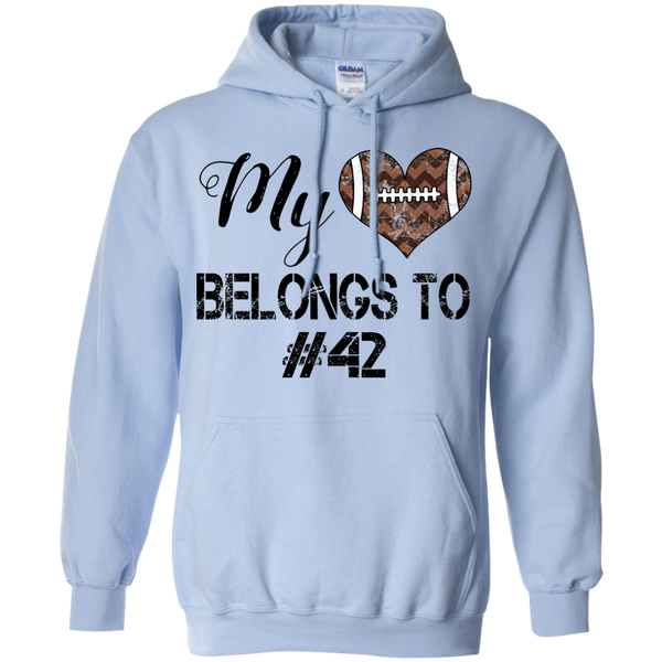 My Heart Belongs To Personalized Football Hoodie Sweatshirt Light Blue