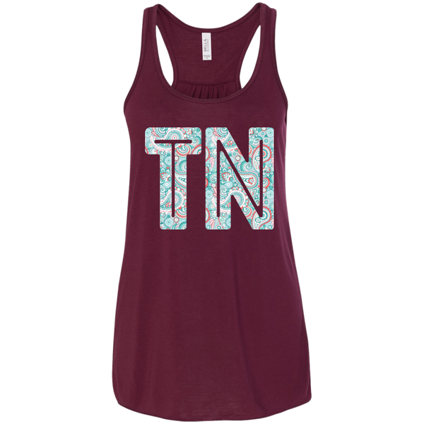 Paisley Tennessee Flowy Racerback Tank Top Maroon