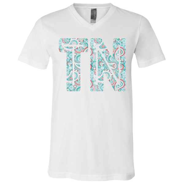 Paisley Tennessee Soft V-Neck Tee Shirt White