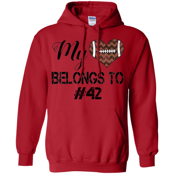 My Heart Belongs To Personalized Football Hoodie Sweatshirt Red