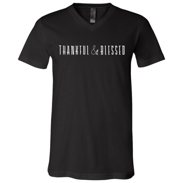 Thankful and Blessed Bella Canvas V-Neck Tee - Embrace Gratitude in Style