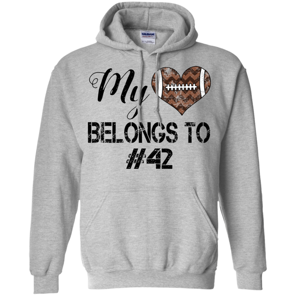 My Heart Belongs To Personalized Football Hoodie Sweatshirt Sport Grey