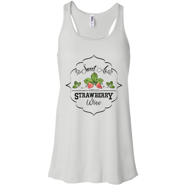 Sweet as Strawberry Wine Flowy Racerback Tank White