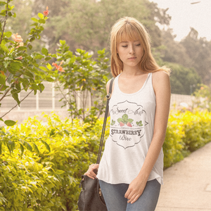 Sweet as Strawberry Wine Flowy Racerback Tank White