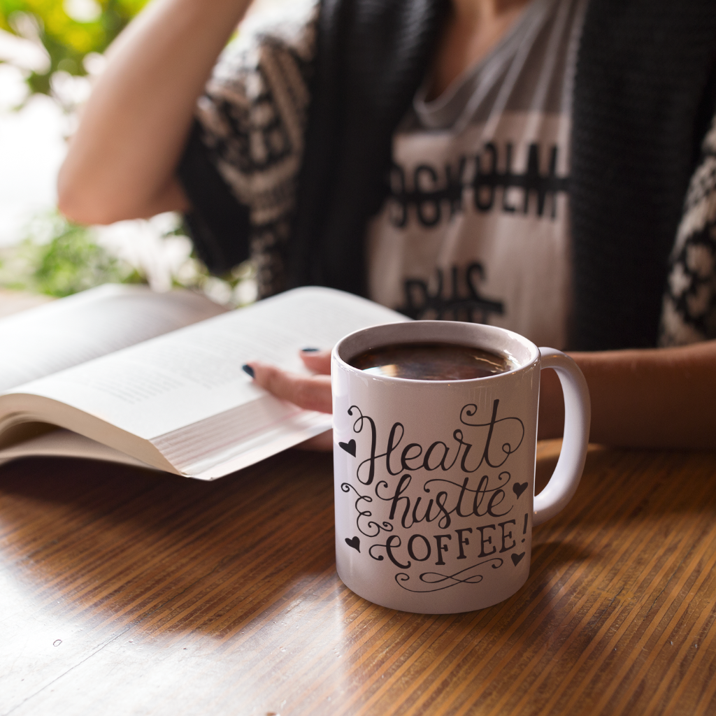 Heart Hustle Coffee White Mug 